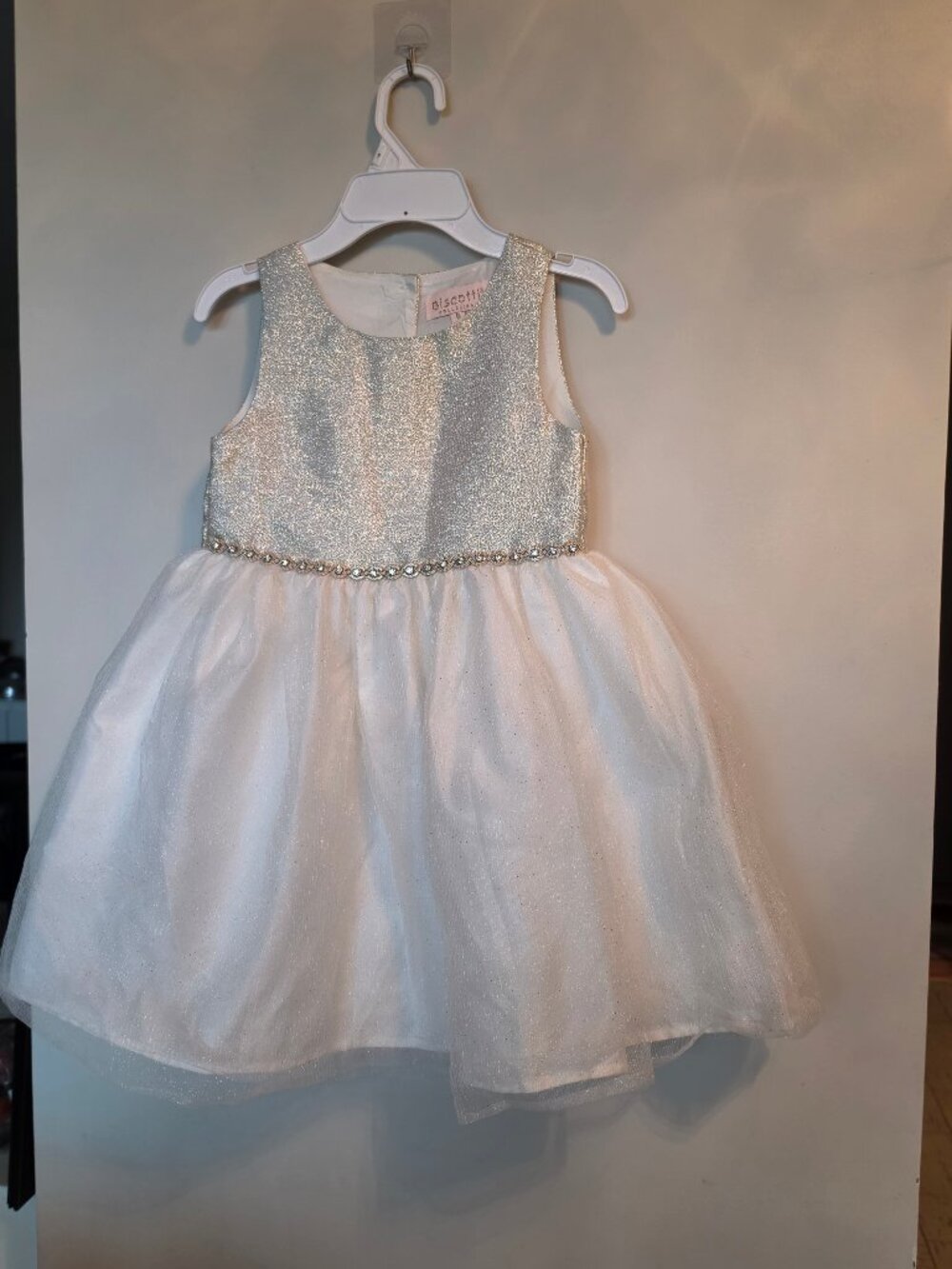 Biscotti Collezioni Silver Shimmer Tulle Flower Girl Holiday Dress Size 6